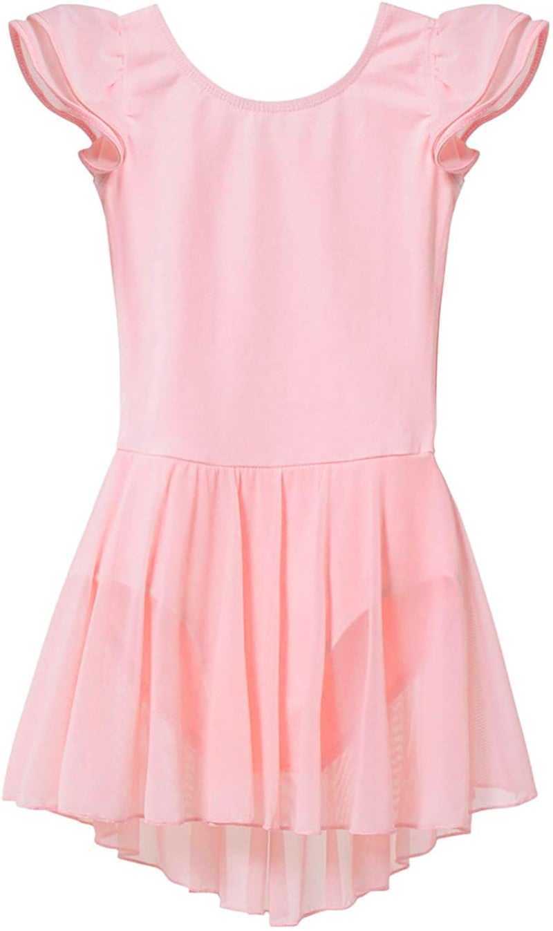 MdnMd Ballet Leotards Girls Dance Dresses Skirt Leotard for Ballerina Dress Outfits Kids Gymnastics (Age 6-8, Ballet Pink) - Image 1